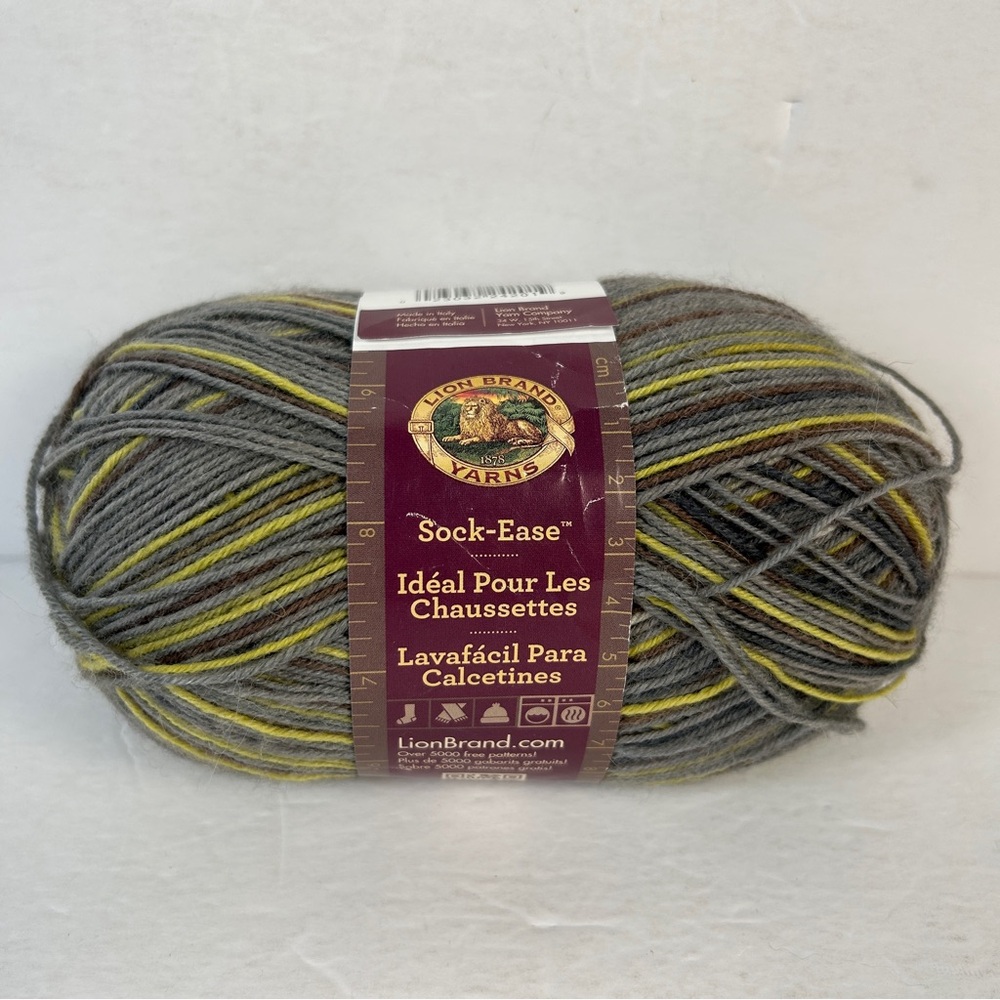 Lion Brand Sock-Ease Wool Yarn - Gray/Yellow - Discontinued RARE❤️